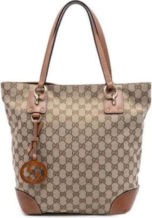 Gucci Pre-owned Tote Bags, female, Beige, Size: ONE SIZE Pre-owned Canvas Tote