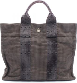 Herm&egrave;s Gray Canvas Tote Bag (Pre-Owned)