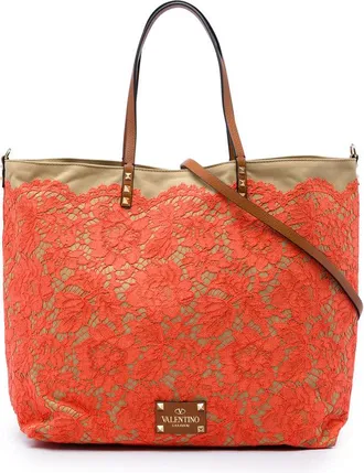 Valentino Pre-owned Valentino Canvas Rockstud Glam Lace Reversible Tote Ladies UQQO9YOJMYUJEZA2
