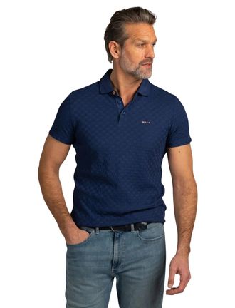 N-Z-A- NEW ZEALAND AUCKLAND Poloshirt donkerblauw geprint NZA 3 knoops