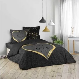 Douceur d'Int&eacute;rieur Douceur-dinterieur Crazy Love Juego De Cama Negro Algod&oacute;n