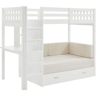Vente-Unique Letto a soppalco 90 x 190 cm con divano letto Abete e MDF Bianco - ORPELIA