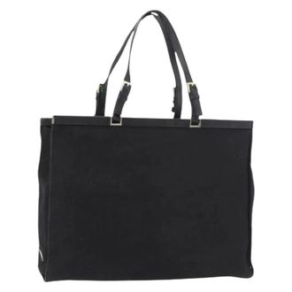Prada Pre-owned Tote Bags, female, Black, Size: ONE SIZE Pre-owned Vintage Canvas Tote Bag