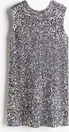 H&M Paillettenkleid mit Bindebändern - Silber