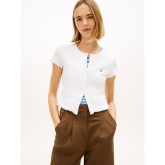 Tommy Jeans T-shirt met ronde hals en mouwen met knoopjes