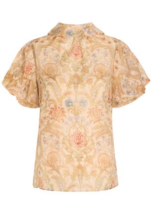Zimmermann Valiant Bubble Printed Linen and Silk-blend Blouse - Multicoloured - 00 (UK 6 / XS)