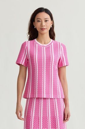 Ming Wang Roadmap Pattern Soft Knit Top in Carmine Rose/pink at Nordstrom, Size X-Small
