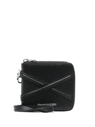 Alexander McQueen Portafoglio bi-fold con logo inciso - Nero