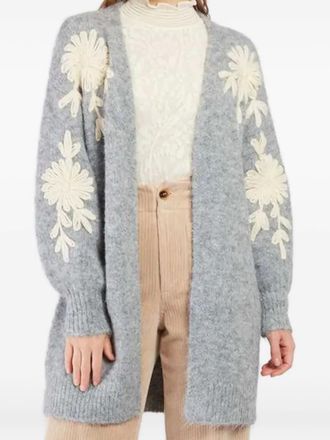 Derhy floral-embroidered cardigan - women - Fabric - M - Grey