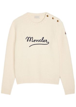Moncler Logo-embroidered Cotton-blend Jumper - Cream - XS (UK 8 / XS)
