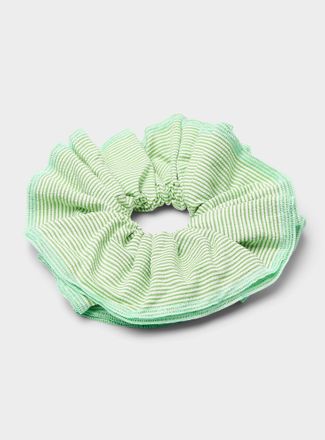 Simons Womens Large vacation-stripe ruffled scrunchie