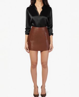 Cami NYC Cillian Genuine Leather Mini Skirt In Mousse
