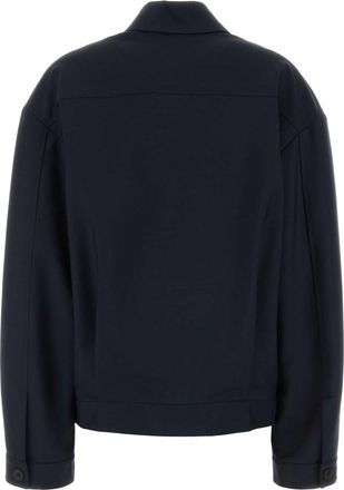Miu Miu Womens Mohair-Blend Jacket Navy Virgin Wool