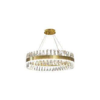 OEM Amsterdam - L&aacute;mpara De Ara&ntilde;a 60cm, Anillo Led 3 Colores 50w, Lat&oacute;n Cepillado Cristal K9