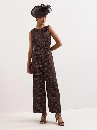 Phase Eight Janine Spot Jumpsuit in Brown at Nordstrom, Size 12