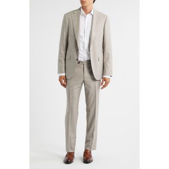 Canali Capri Trim Fit Tan M&eacute;lange Super 150s Wool Suit in Beige at Nordstrom Rack, Size 49 Us / 62 Eu Regular