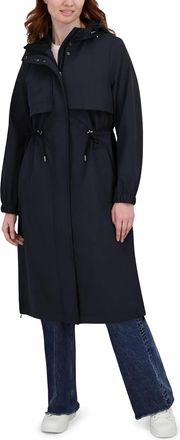 Elie Tahari Womens Softshell Trench Coat Lightweight Windproof Rain Jacket