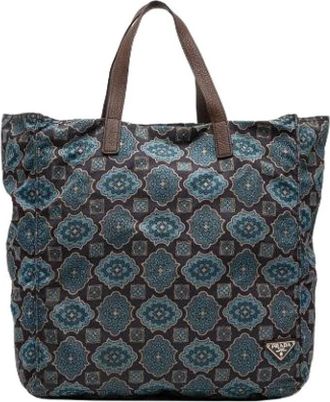 Prada Pre-owned Vintage Nylon Tote Bag - Dames - Vintage Shopper - Blauw - ONE Size - Nylon - Vintage