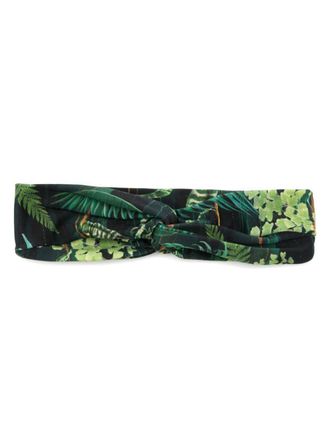 Lygia & Nanny Bethania leaf-print twisted head band - women - Spandex/Elastane/Polyamide - One Size - Green