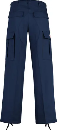 Kenzo Mens Cotton Cargo Trousers Blue