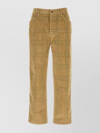Burberry corduroy pant with embroidered plaid pattern