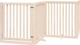 vidaXL Dog Gate with Door Foldable 4 Panels 320 cm Poplar Wood vidaXL