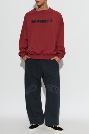 Palm Angels Logo Sweatshirt, Mens, Red