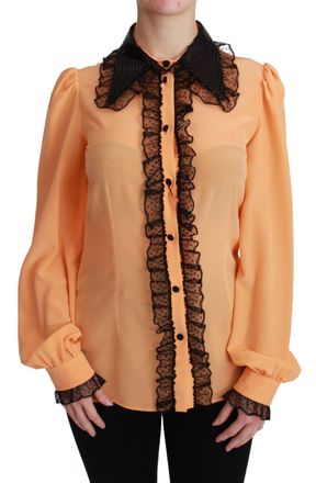 Dolce & Gabbana Womens Yellow Silk Sequin Lace Blouse Shirt - Multicolour Cotton - Size X-Small
