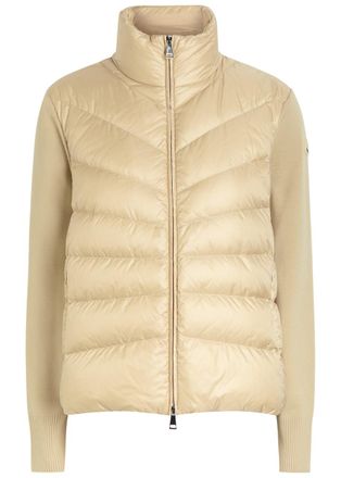 Moncler Quilted Shell and Wool-knit Cardigan - Beige - XS (UK 8 / XS)
