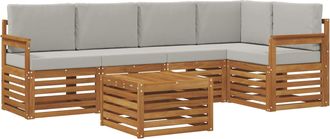 vidaXL Conjunto De Sof&aacute;s De Exterior 6 Uds. Natural Y Gris Claro Vidaxl