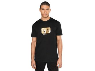 A|X Armani Exchange Large Black And Gold T-Shirts Mens T Shirt Black : 2XL, Cotton