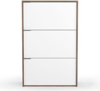 HERDASA Zapatero con 3 puertas abatibles, modelo ARHUS (519), en nogal y blanco