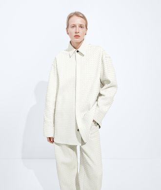 Bottega Veneta Intrecciato Leather Shirt - White - Women - 38 - 100% Lambskin