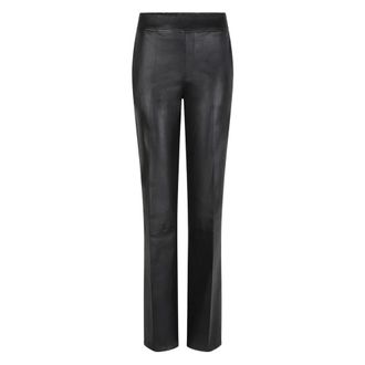 Dante6 Stretch Leren Chino Broek Lova Stijl - Dames - Broeken - Zwart - Maat: M Katoen