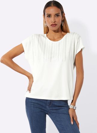 Cr&eacute;ation L Rundhalsshirt CREATION L Rundhals-Shirt, Damen, Gr. 36, ecru, 95% Viskose, 5% Elasthan, unifarben, Rundhals, Shirts Rundhalsshirt