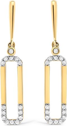 House of Brilliance 14K Yellow Gold 1/5 Cttw Diamond Paper Clip Dangle Earrings