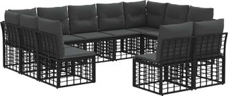 vidaXL Conjunto De Sof&aacute;s De Exterior Negro Y Gris Oscuro Poli&eacute;ster Vidaxl