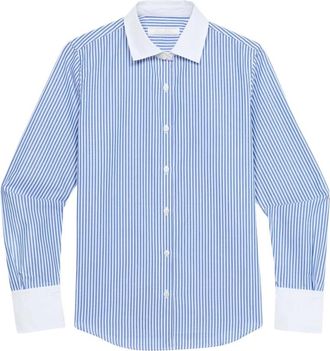 Brooks Brothers Katoenen overhemd met contrasterende kraag en manchetten - Dames - Overhemden - Blauw - XL - Katoen - Overhemden
