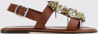 Dries Van Noten Sandalo in pelle con strass e perline