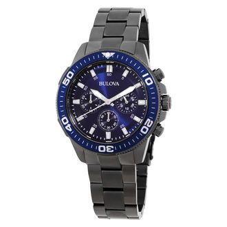 Bulova Performance Sport Chronograph Quartz Blue Dial Mens Watch 98A314