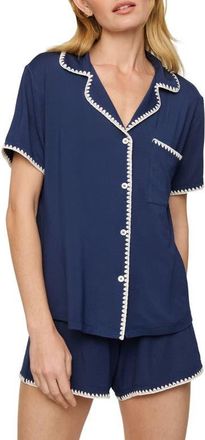 Eberjey Frida Relaxed Short Pajamas in Navy/Ivory at Nordstrom, Size X-Small