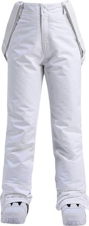 Generic Womens Ski Pants -Waterproof Snow Trousers Insulated Bib Overalls Solid Color One-Piece Suspenders Trousers Adjustable Back Strap Snowsuit Essential S