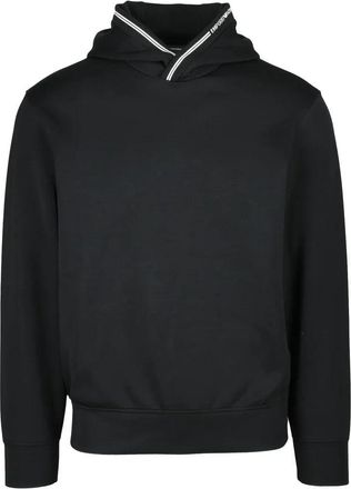 Emporio Armani Black Hooded Neoprene Effect Sweatshirt