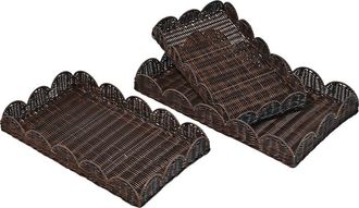 Happimess Parker Southwestern Cottage Resin Scalloped Rectangular Decorative Serving Trays, in Dark Brown at Nordstrom