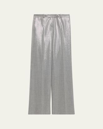 Michael Kors Camilla Sequin Pinstripe Wide-Leg Trousers