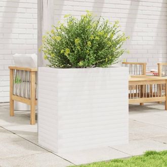 vidaXL Jardinera Madera Maciza De Pino Blanco 70x40x68,5 Cm Vidaxl