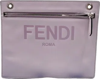 Fendi Gray Purple Leather Clutch Bag (Pre-Owned)