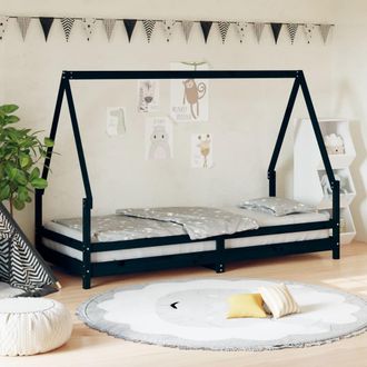 vidaXL Estructura De Cama Para Ni&ntilde;os Madera De Pino Negro 80x200 Cm Vidaxl