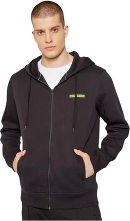 Calvin Klein Zwarte Flock Sweater met Rits - Heren - Vesten met rits - Zwart - L - Katoen - Hoodies & sweatvesten