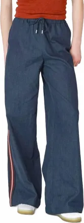 Dex Clothing Side Stripe Wide Leg Jean In Blue